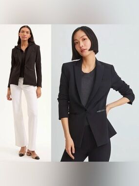 Veronica Beard Scuba Dickey Blazer Black Zip Pocket Jacket Tailored Stretch 0